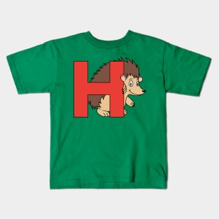 Letter H with Hedgehog Kids T-Shirt